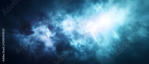 Panel kuchenny z motywem Abstract background with bright light in dark blue space, cosmic nebula, fantastic smoke, and shining particles.