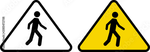 Cuadro en lienzo Pedestrian crossing warning signs isolated on white background