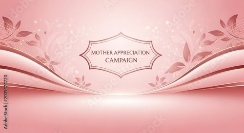 Elegant pink background with floral elements and 