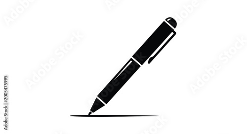 Black pen silhouette on a white background a simple graphic of a writing instrument high quality professional detailed modern elegant stylish