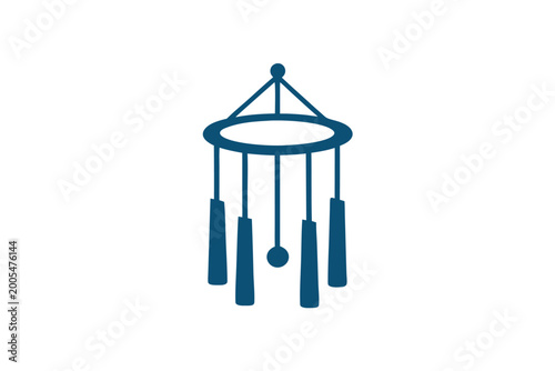 Cuadro en lienzo Classic Metal Wind Chime Silhouette Icon Isolated Vector Graphic