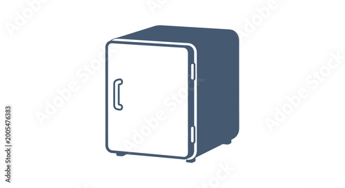 Compact Mini Fridge Icon, Small Refrigerator Vector Illustration, White Background