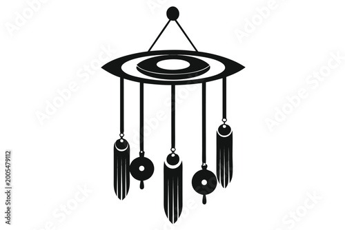 Zen Inspired Wind Chime Silhouette Icon for Mindfulness and Peace