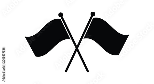Black flags silhouette with crossed poles on a white background simple vector illustration high quality professional detailed modern elegant stylish clean