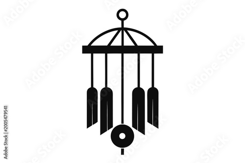 Cuadro en lienzo Decorative Garden Wind Chime Silhouette for Home Exterior Design Ideas