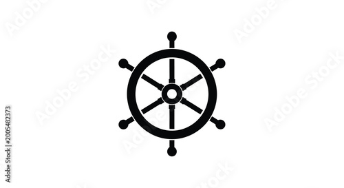 Tableau sur toile Ship wheel silhouette on a white background nautical steering wheel icon black a
