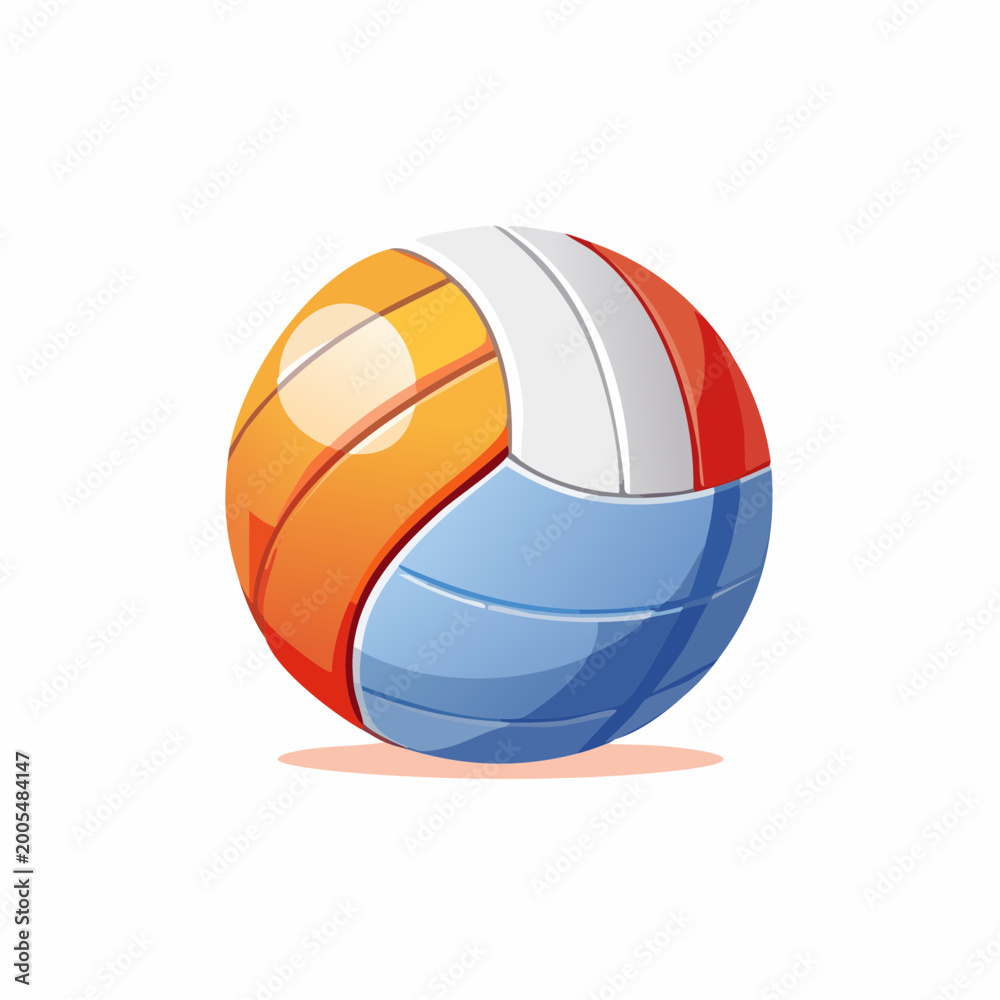 Fototapeta premium Volleyball with Orange, Blue, and White Panels