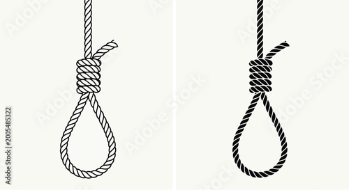 Foto noose knot illustration black and white line drawing