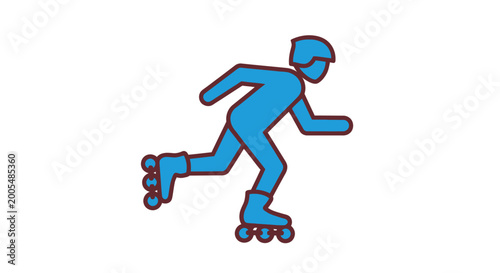 Foto Blue person with rollerblades and helmet on white background