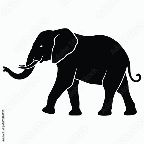 Foto African elephant walking with tusks vector silhouette