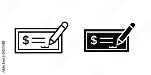 Tableau sur toile Signing cheque icon vector symbol design set for web