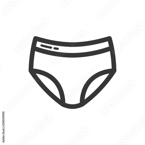 Minimalist Vector Illustration of Underwear in Modern Style with Monochrome Black and White Colors
