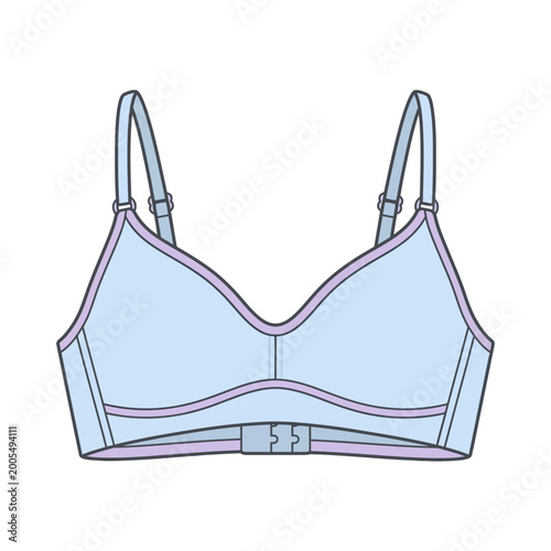 Vector Illustration of Bra Lingerie in Minimalist Style Featuring Soft Blue Shades