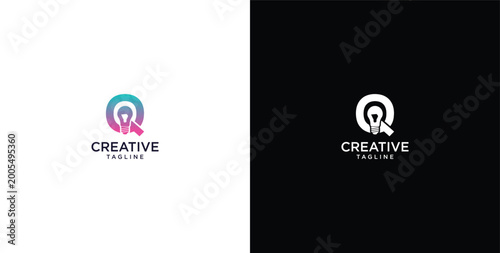 Obraz na plátně smart bulb tech logo design, creative idea, digital logo technology, initial log