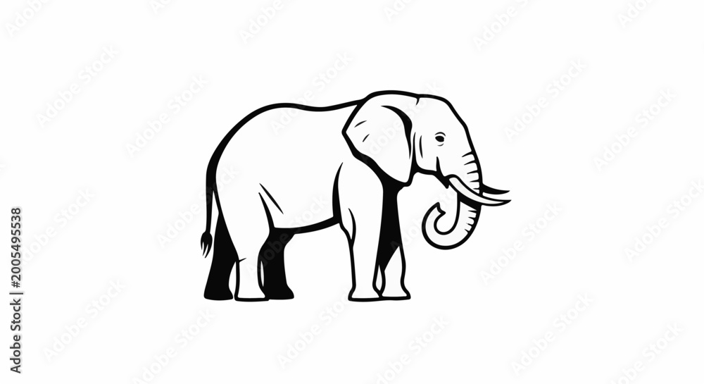 Fototapeta premium A black and white illustration of an elephant