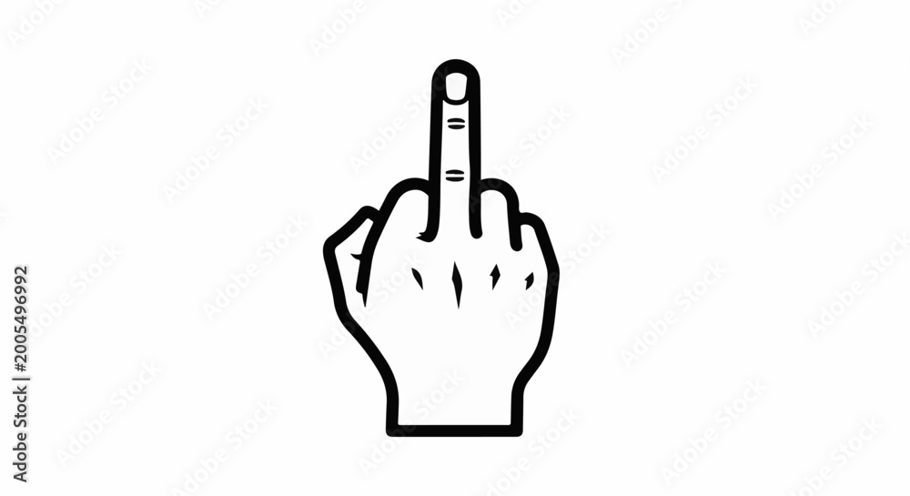 Fototapeta premium Graphic illustration of a hand giving the middle finger gesture