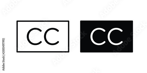 Bilde på lerret Closed caption icon black and white
