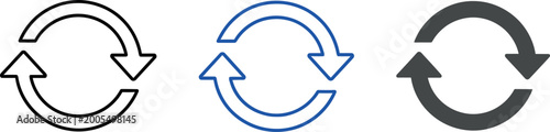 Fotografia Three circular arrows icons for refresh and reload with refresh icon recycle ico