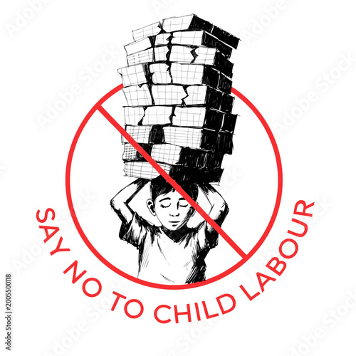 Quadro su tela Say No to Child LABOUR Awareness Vector Illustration