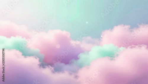 Pastel clouds floating over soft gradient turquoise sky