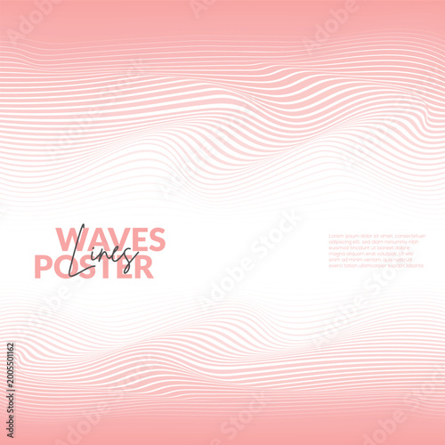 Salmon Peach Wave Lines Abstract Poster Background Gradient Vector