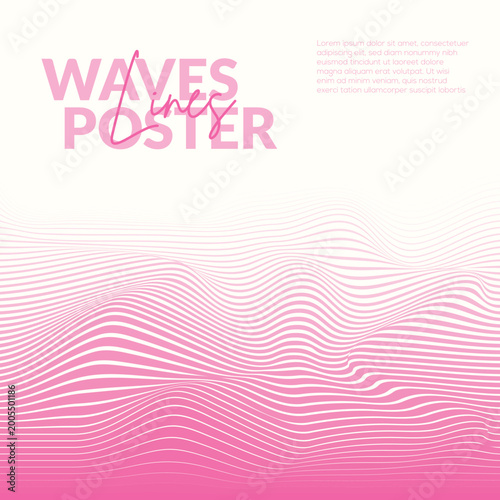 Pink Wave Lines Abstract Poster Background, Gradient Mesh Vector
