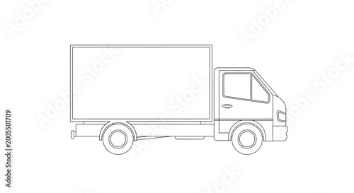 Simple line drawing of a delivery truck side view.