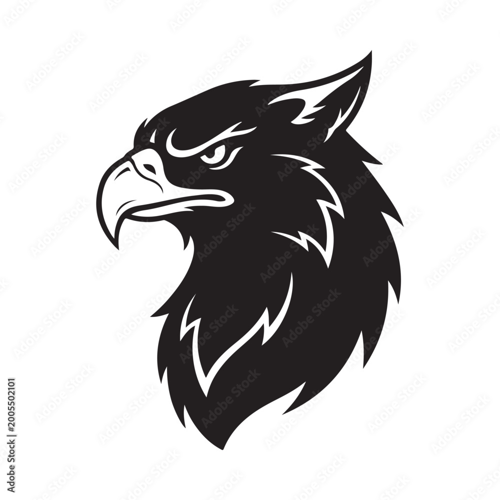 Fototapeta premium Eagle head vector mascot illustration representing strength, power, and competitive spirit. Ideal for sports team logos and branding