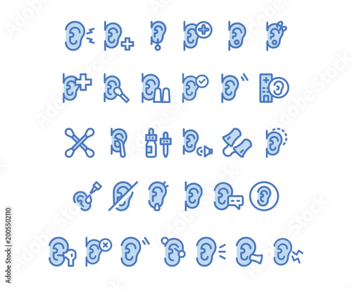 Human Ear and Hearing Line Icons Set – Audio, Deafness, Accessibility and Sound Awareness Vector Collection