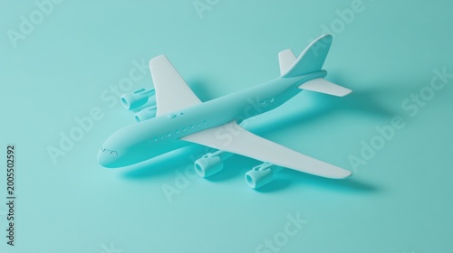 Light teal airplane model on a mint green surface