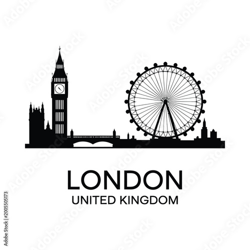 london skyline silhouette on white background high quality