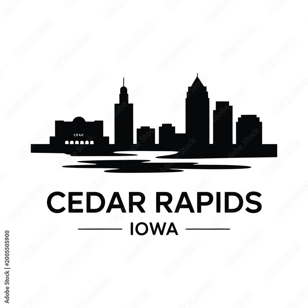 Obraz premium cedar rapids iowa skyline silhouette on white background