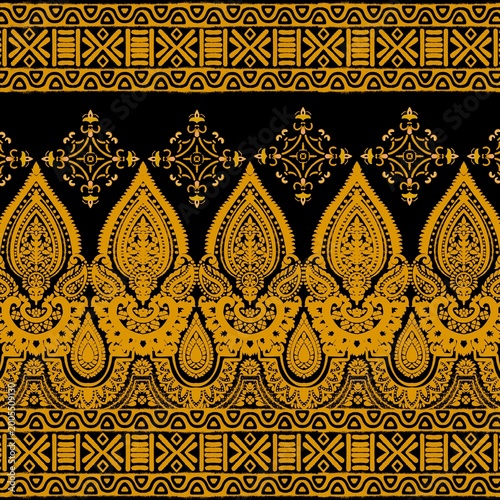 Billede på lærred Indian tribal fabric pattern is inspired by traditional art forms from the past, thoughtfully adapted into a distinctive and modern textile design