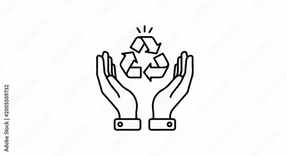 Fototapeta premium Hands cradling the recycling symbol with a subtle glow