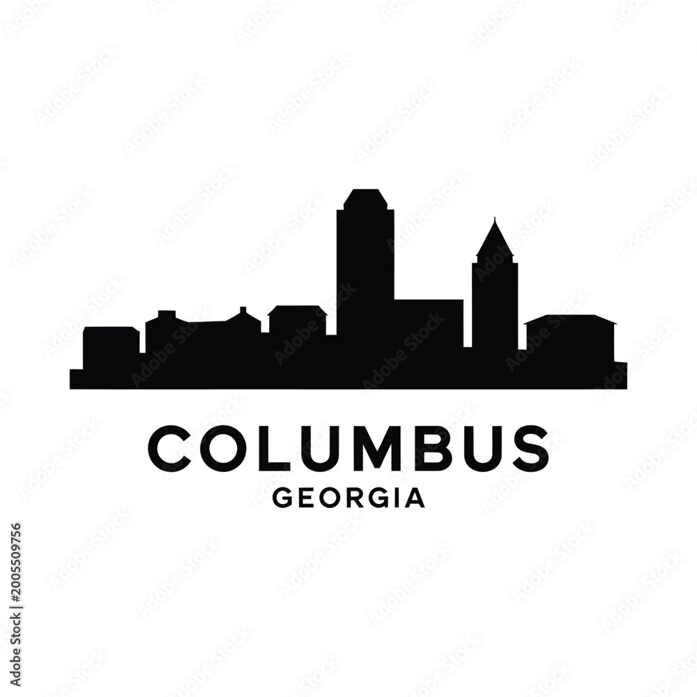 Fototapeta premium Columbus Georgia skyline silhouette against a white background