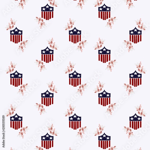 Принти на полотні American fabric -Stature of Liberty inspired pattern creatively formed in the shape of the American nation