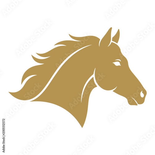 Golden Horse Head Silhouette Vector 