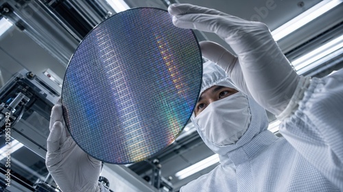 Engineer silicon wafer handling microchip GPU