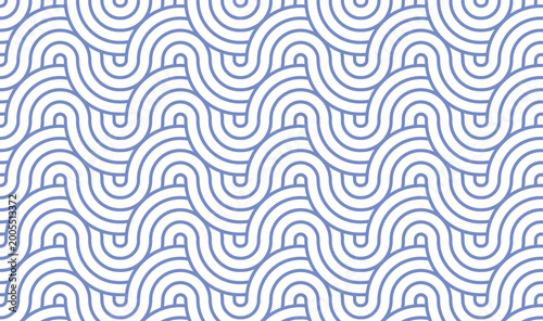 Foto Seamless Japanese Seigaiha Wave Pattern, Periwinkle Blue Traditional Oriental Mo