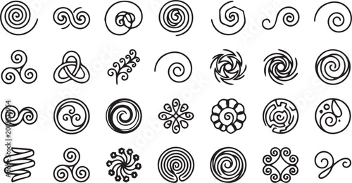 Foto 25 Decorative Spiral Icons for Patterns, Ornaments, and Elegant Designs