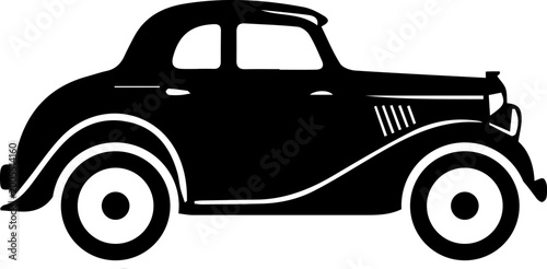 Schilderij op canvas Vintage car silhouette in clean vector style, isolated on white background