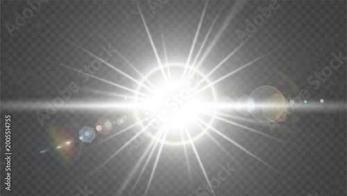 Bright Sunlight Rays Shining Through Clear Atmosphere With Lens Flare Effects
