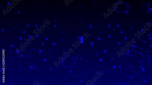 Technology background with plexus effect. Big data concept. Binary computer code. Vector illustration.
