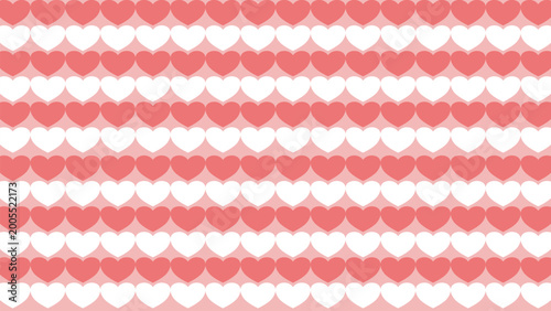 Coral red and white heart pattern seamless texture romantic decorative design for love themed wallpaper or wrapping paper