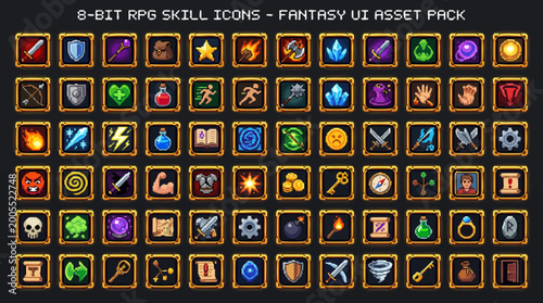 Pixel Art Fantasy RPG Skill Icons - A 8-Bit UI Asset Pack for Game Developers