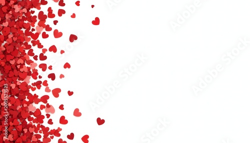 Red Heart Confetti Background Romantic Love and Valentine Design