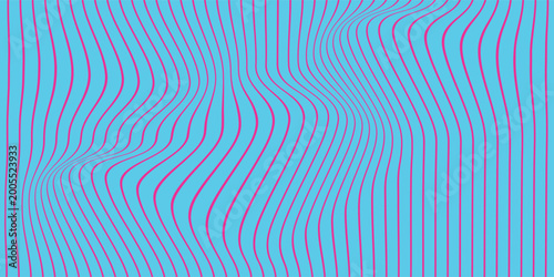 Quadro su tela Abstract Wavy Stripes Pattern with Cyan and Magenta Hues.