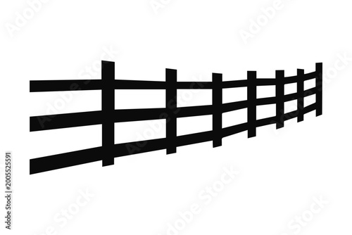 Obraz na plátně Wooden fence silhouette isolated on transparent background, simple rural barrier icon