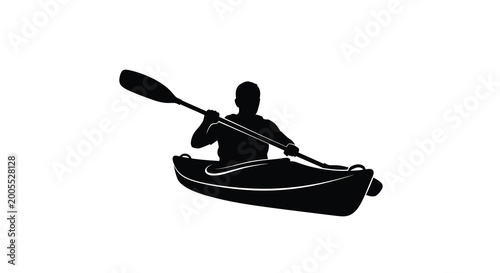 Bild auf Leinwand Kayak silhouette with paddler black color isolated on a white background high qu