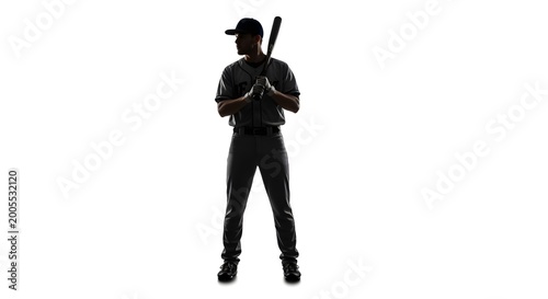 Tableau sur toile Baseball player with bat silhouette